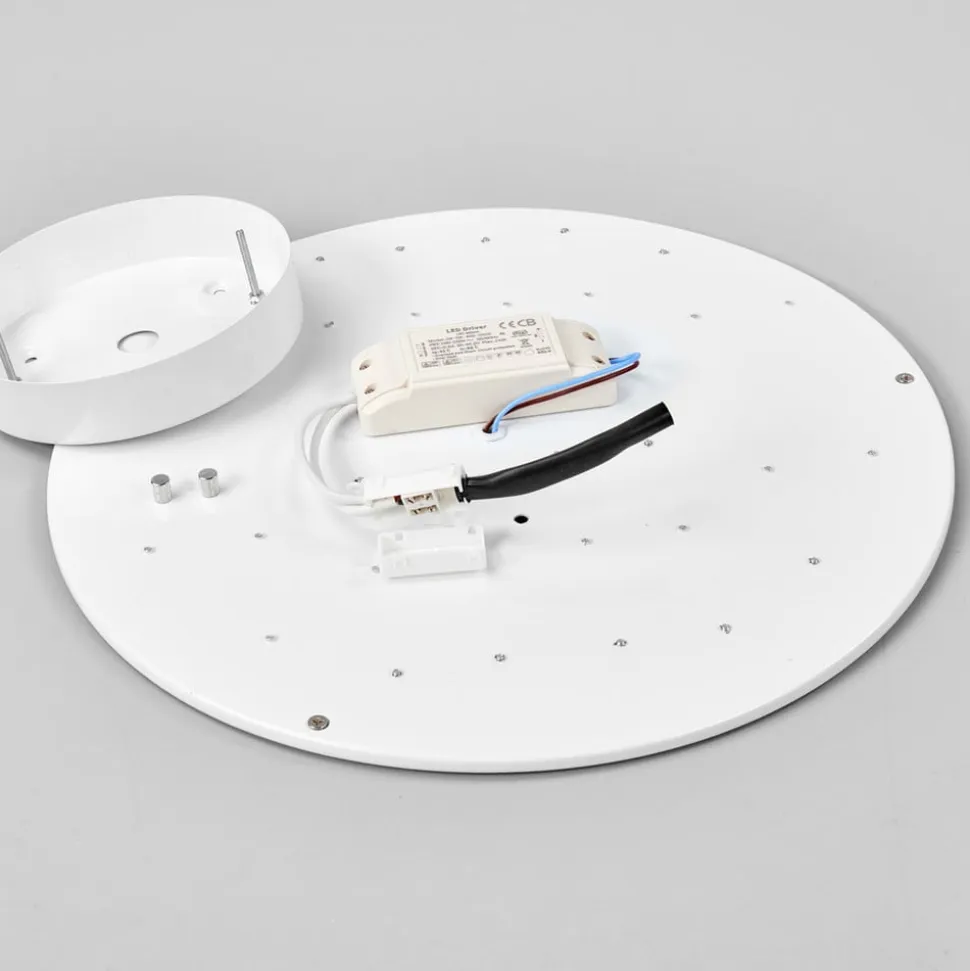 Lindby LED-loftlampe Saira, Ø 40 cm, grå, tekstil