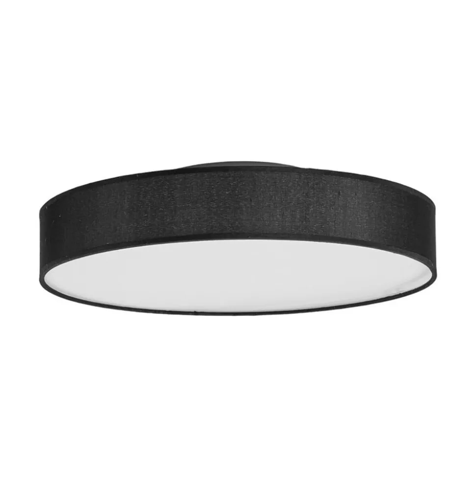 Lindby LED-loftlampe Saira, Ø 40 cm, sort, tekstil