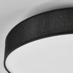 Lindby LED-loftlampe Saira, Ø 40 cm, sort, tekstil