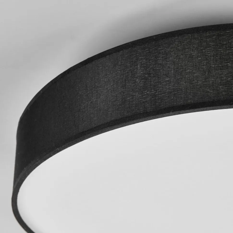 Lindby LED-loftlampe Saira, Ø 40 cm, sort, tekstil