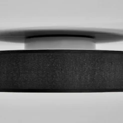 Lindby LED-loftlampe Saira, Ø 40 cm, sort, tekstil