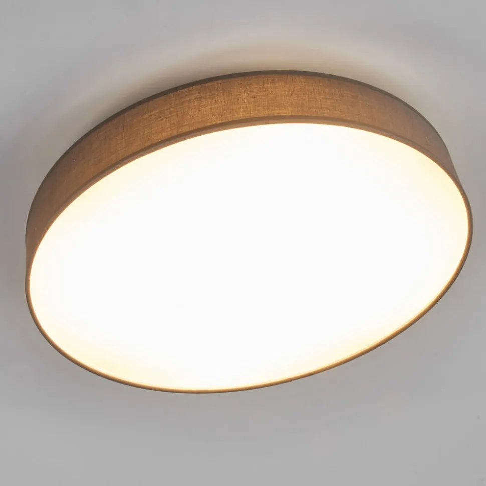 Lindby LED-loftlampe Saira, Ø 50 cm, grå, tekstil
