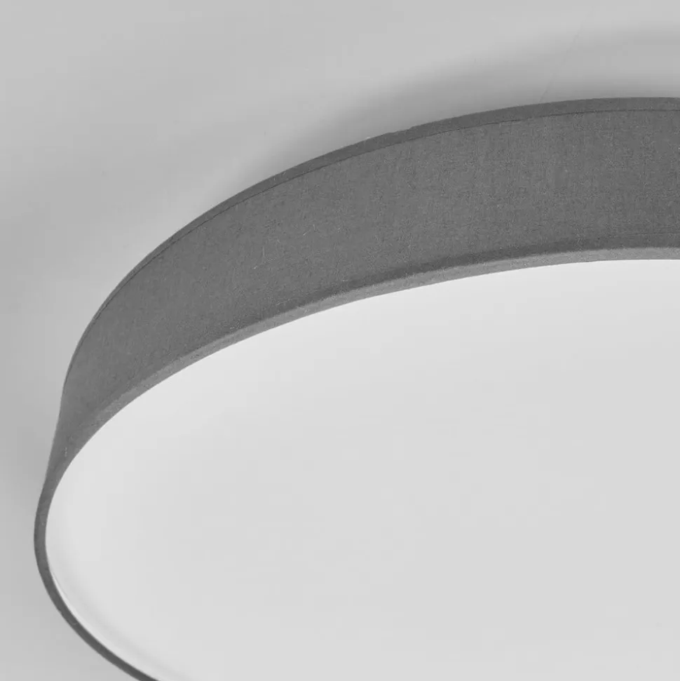 Lindby LED-loftlampe Saira, Ø 50 cm, grå, tekstil