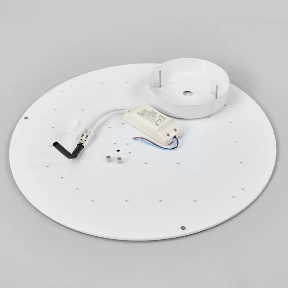 Lindby LED-loftlampe Saira, Ø 50 cm, grå, tekstil
