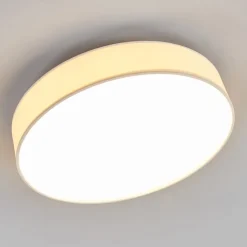 Lindby LED-loftlampe Saira, Ø 40 cm, hvid, tekstil