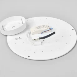 Lindby LED-loftlampe Saira, Ø 40 cm, hvid, tekstil