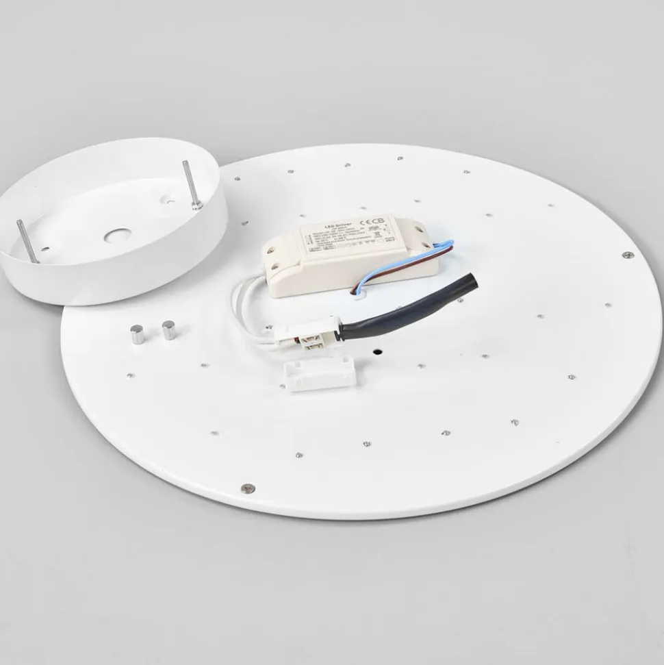 Lindby LED-loftlampe Saira, Ø 40 cm, hvid, tekstil