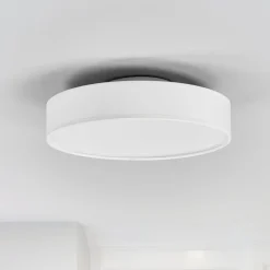 Lindby LED-loftlampe Saira, Ø 30 cm, hvid, tekstil