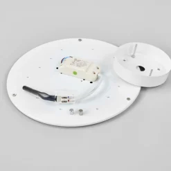 Lindby LED-loftlampe Saira, Ø 30 cm, hvid, tekstil