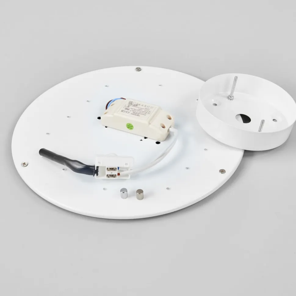 Lindby LED-loftlampe Saira, Ø 30 cm, hvid, tekstil