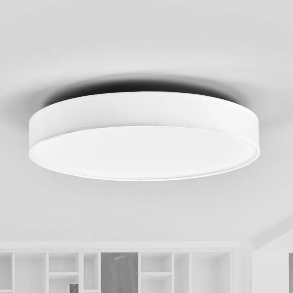 Lindby LED-loftlampe Saira, Ø 50 cm, hvid, tekstil