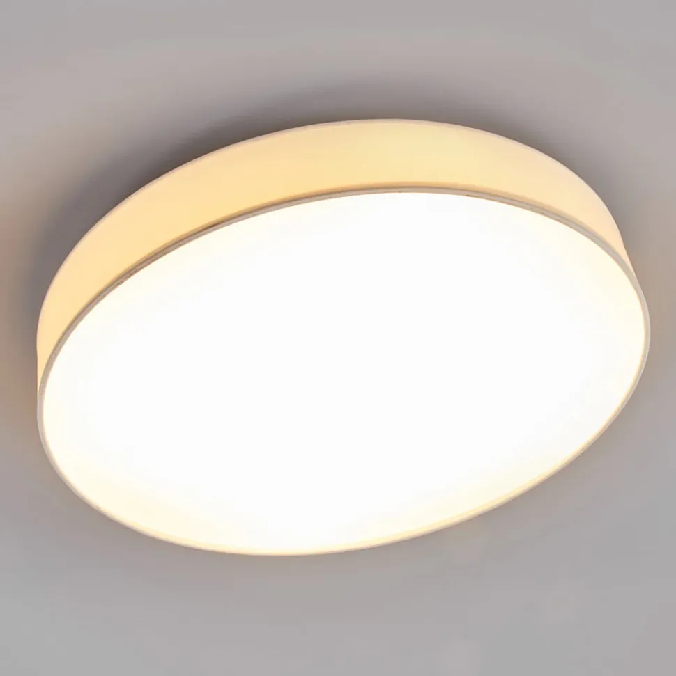 Lindby LED-loftlampe Saira, Ø 50 cm, hvid, tekstil