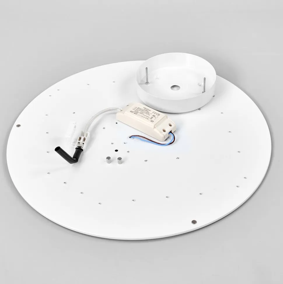 Lindby LED-loftlampe Saira, Ø 50 cm, hvid, tekstil