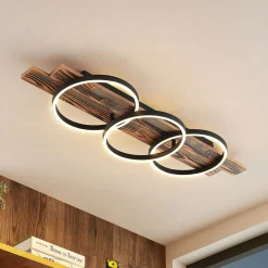 Lindby LED-loftlampe Sentoa, træ, 100 cm lang, 3.000 K