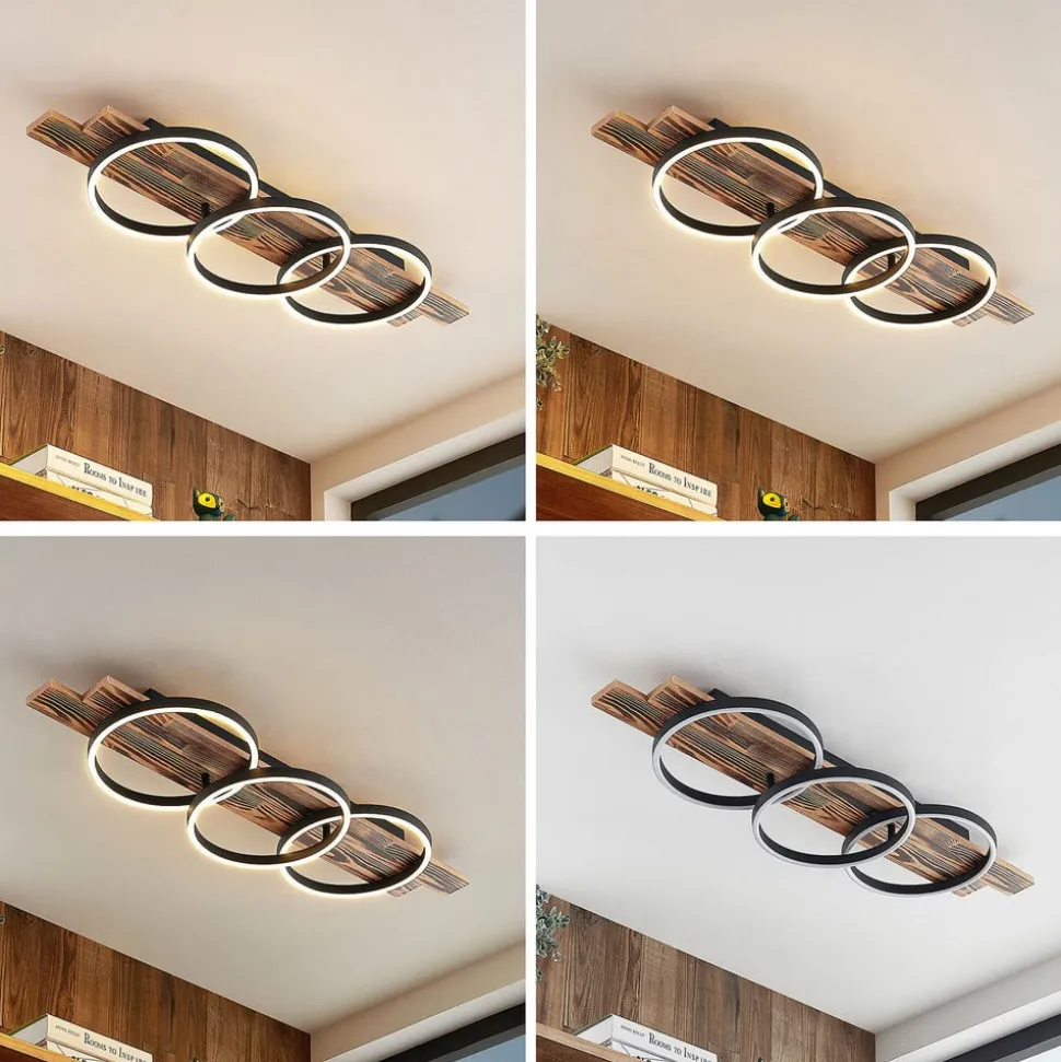 Lindby LED-loftlampe Sentoa, træ, 100 cm lang, 3.000 K