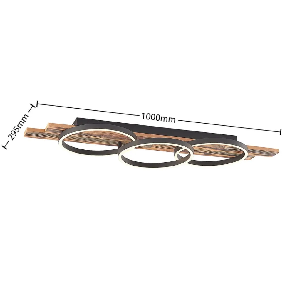 Lindby LED-loftlampe Sentoa, træ, 100 cm lang, 3.000 K