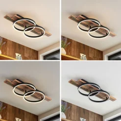 Lindby LED-loftlampe Sentoa, træ, 75 cm lang, 3.000 K