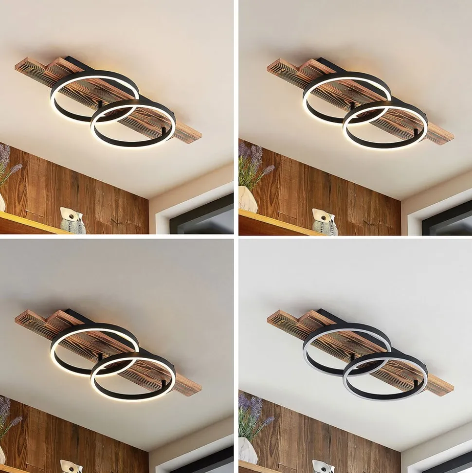 Lindby LED-loftlampe Sentoa, træ, 75 cm lang, 3.000 K