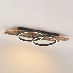 Lindby LED-loftlampe Sentoa, træ, 75 cm lang, 3.000 K