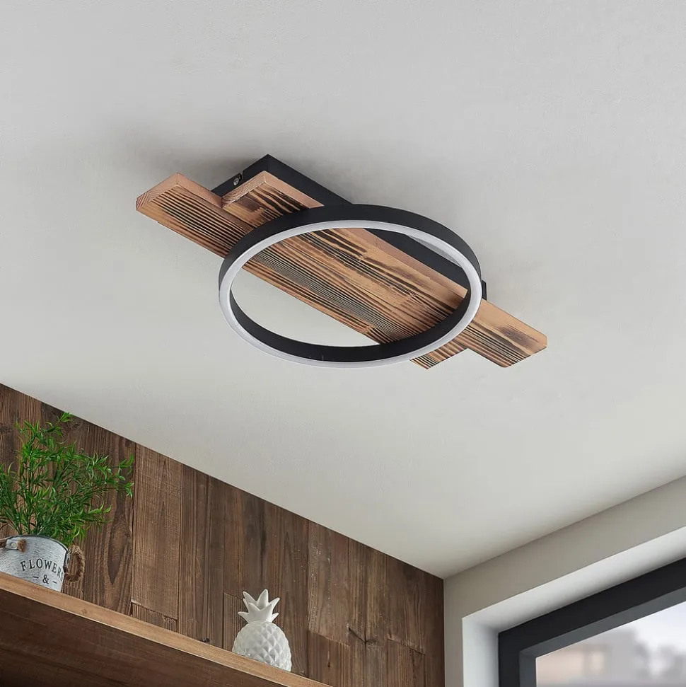 Lindby LED-loftlampe Sentoa, træ, 52,8 cm lang, 3.000 K