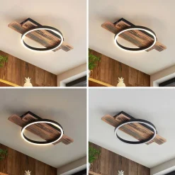 Lindby LED-loftlampe Sentoa, træ, 52,8 cm lang, 3.000 K