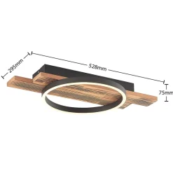 Lindby LED-loftlampe Sentoa, træ, 52,8 cm lang, 3.000 K