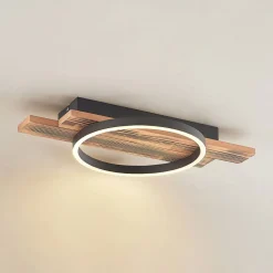 Lindby LED-loftlampe Sentoa, træ, 52,8 cm lang, 3.000 K