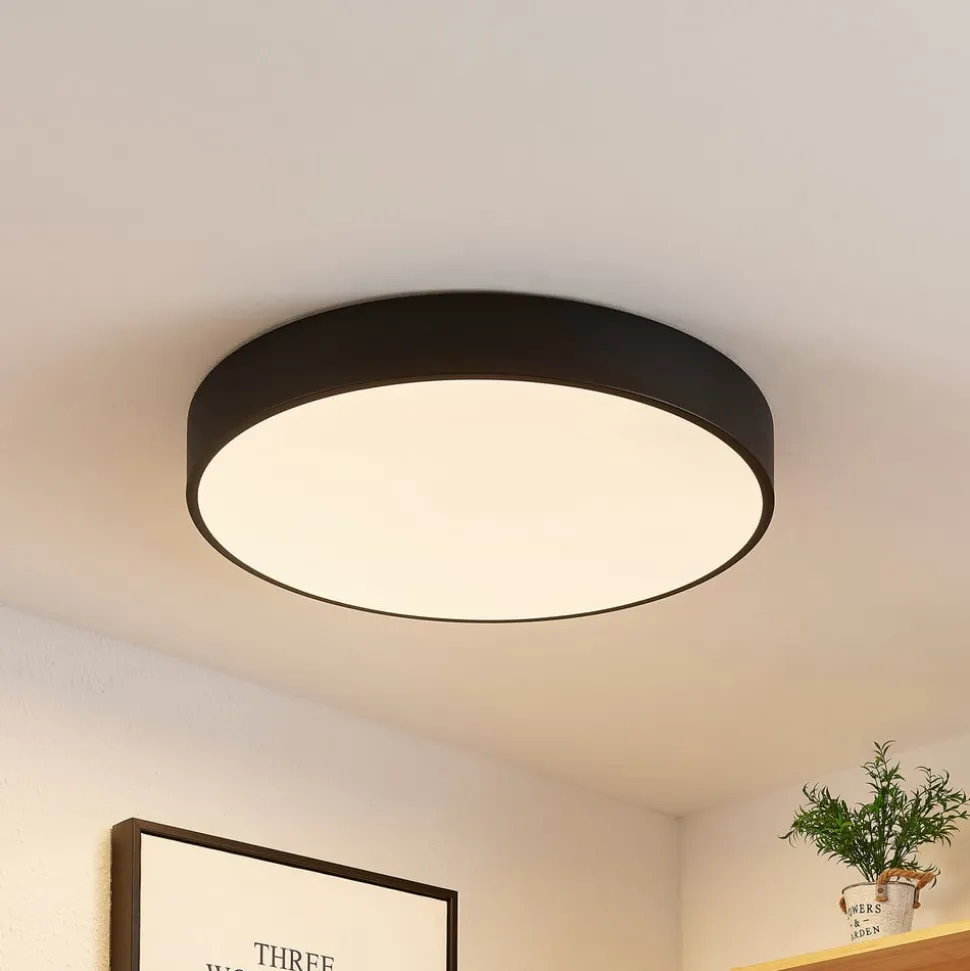 Lindby LED-loftlampe Simera, Ø 50 cm, sort, metal