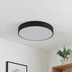 Lindby LED-loftlampe Simera, Ø 50 cm, sort, metal