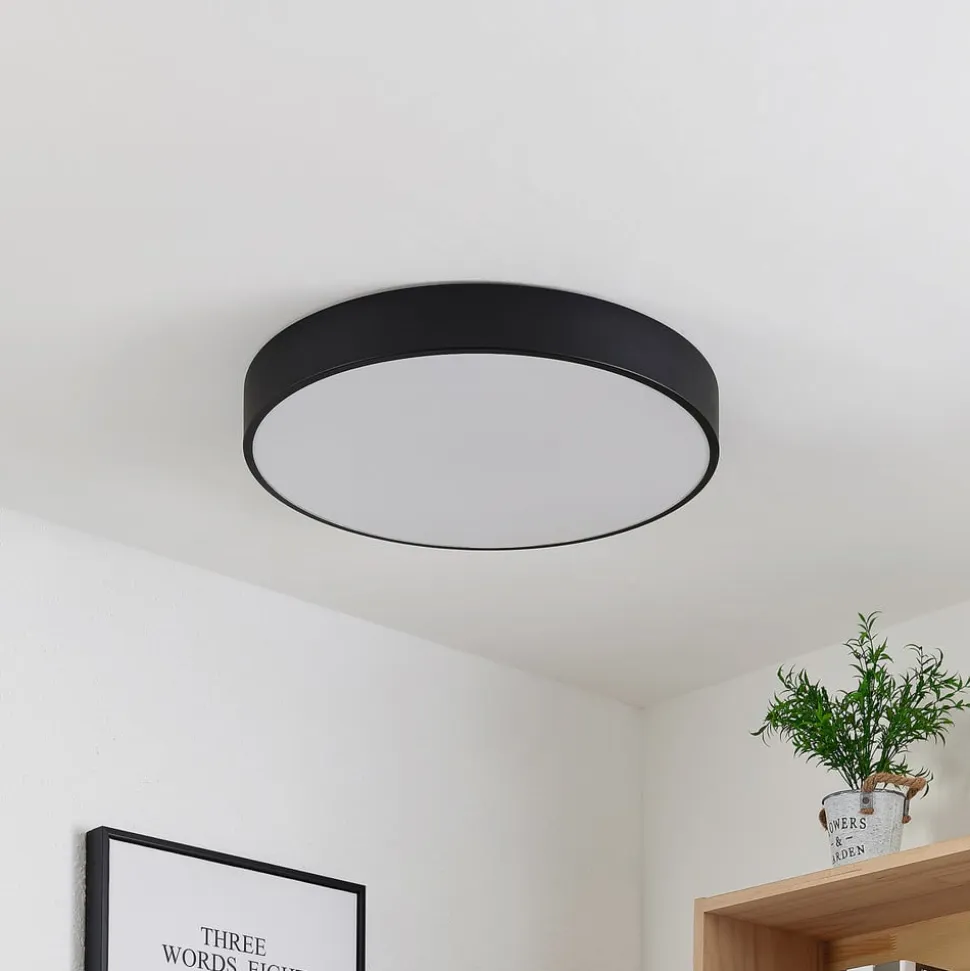 Lindby LED-loftlampe Simera, Ø 50 cm, sort, metal