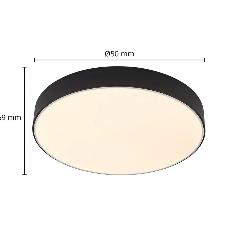 Lindby LED-loftlampe Simera, Ø 50 cm, sort, metal