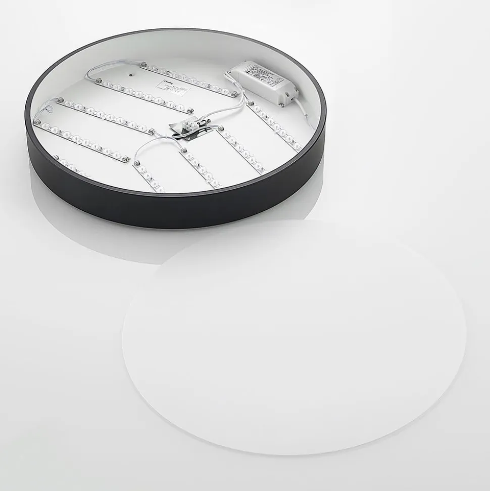 Lindby LED-loftlampe Simera, Ø 50 cm, sort, metal