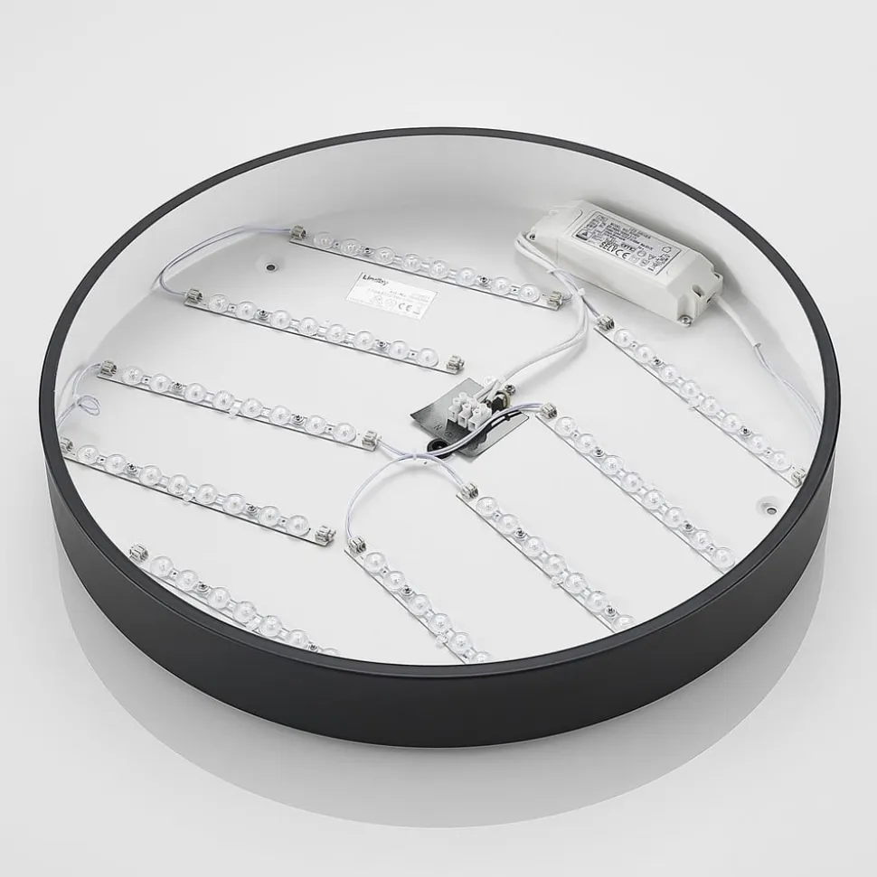 Lindby LED-loftlampe Simera, Ø 50 cm, sort, metal