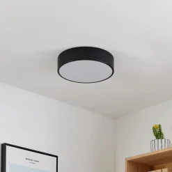 Lindby LED-loftlampe Simera, Ø 30 cm, sort, hvid