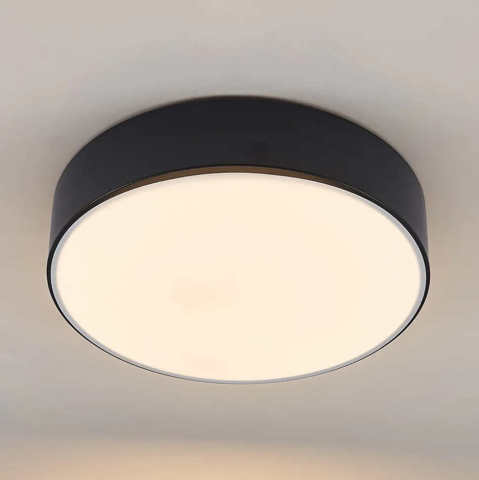 Lindby LED-loftlampe Simera, Ø 30 cm, sort, hvid