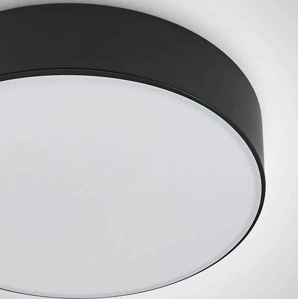Lindby LED-loftlampe Simera, Ø 30 cm, sort, hvid