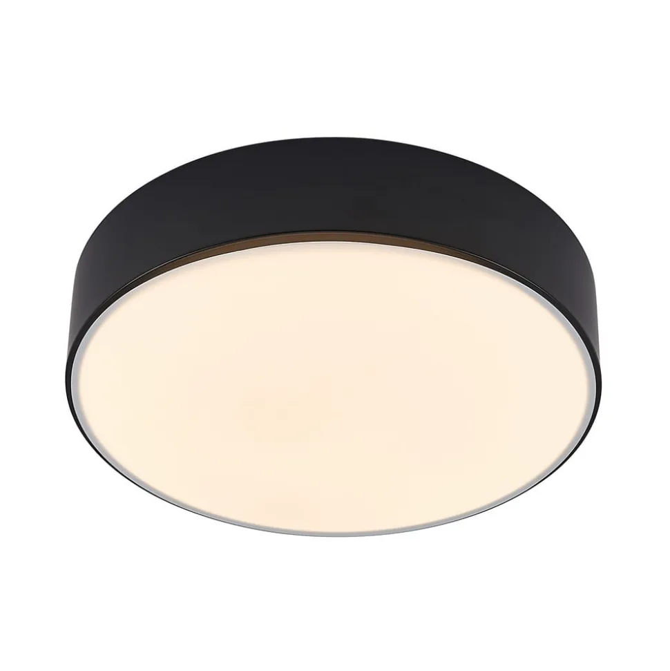Lindby LED-loftlampe Simera, Ø 30 cm, sort, hvid