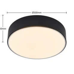 Lindby LED-loftlampe Simera, Ø 30 cm, sort, hvid
