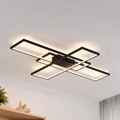 Lindby LED-loftlampe Tetson, sort, metal, dæmpbar