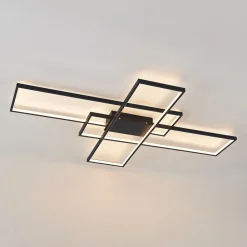 Lindby LED-loftlampe Tetson, sort, metal, dæmpbar