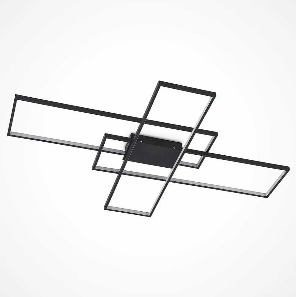 Lindby LED-loftlampe Tetson, sort, metal, dæmpbar