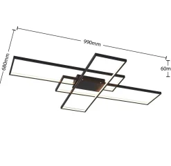 Lindby LED-loftlampe Tetson, sort, metal, dæmpbar