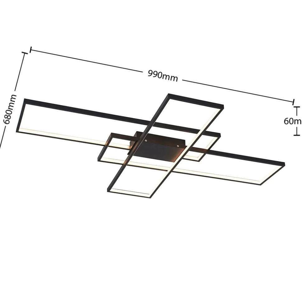 Lindby LED-loftlampe Tetson, sort, metal, dæmpbar
