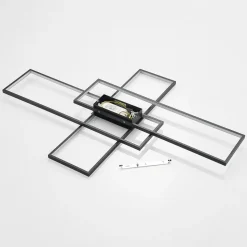 Lindby LED-loftlampe Tetson, sort, metal, dæmpbar