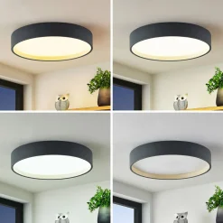 Lindby LED-loftlampe Todor, 50 cm, antracit, CCT, træ