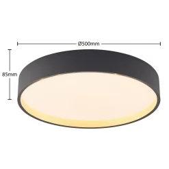 Lindby LED-loftlampe Todor, 50 cm, antracit, CCT, træ