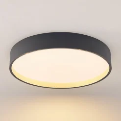 Lindby LED-loftlampe Todor, 50 cm, antracit, CCT, træ