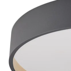 Lindby LED-loftlampe Todor, 50 cm, antracit, CCT, træ