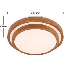 Lindby LED-loftlampe Vaako, Ø 41 cm, metal, trælook