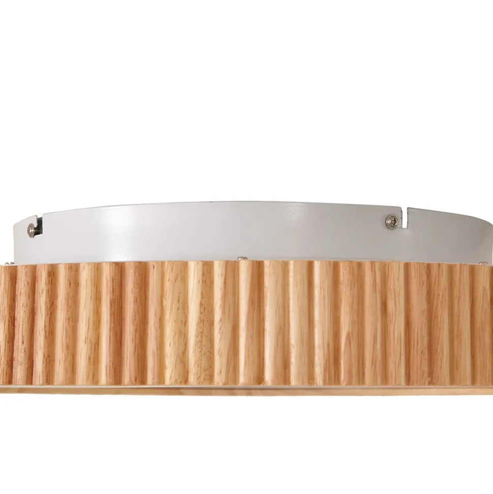Lindby LED-loftlampe Velua, hvid/lys træ, CCT, Ø 50 cm